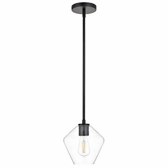 Linea di Liara Macaria Modern Glass Farmhouse Pendant Lighting for Kitchen Island and Over Sink Lighting Fixtures Matte Black Pendant Light Hanging Ceiling Light Angled Clear Glass