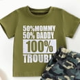 thumbnail image 4 of Xudanell Toddler Boy Summer Clothes Outfits Little Kids Short Sleeve Funny Letter Print T-Shirt Camo Shorts Clothing Set (Mint Green, 18-24 Months), 4 of 4