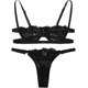 thumbnail image 2 of Conjunto de lencería sexy de 2 piezas con tirantes de encaje para mujer, conjunto de lencería push up Negro - M Negro - M Xishao ropa, 2 of 2