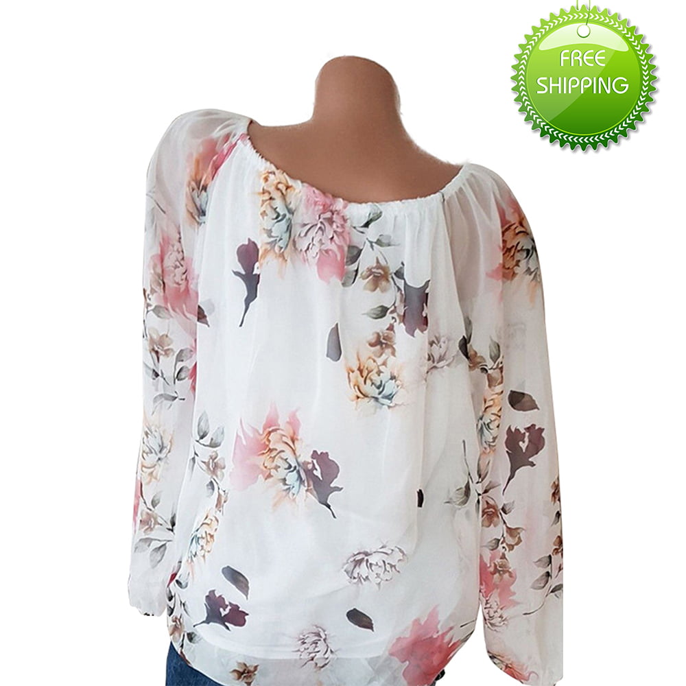 Womens 3/4 Sleeve Tops and Blouses Plus Summer Floral Print Tunic