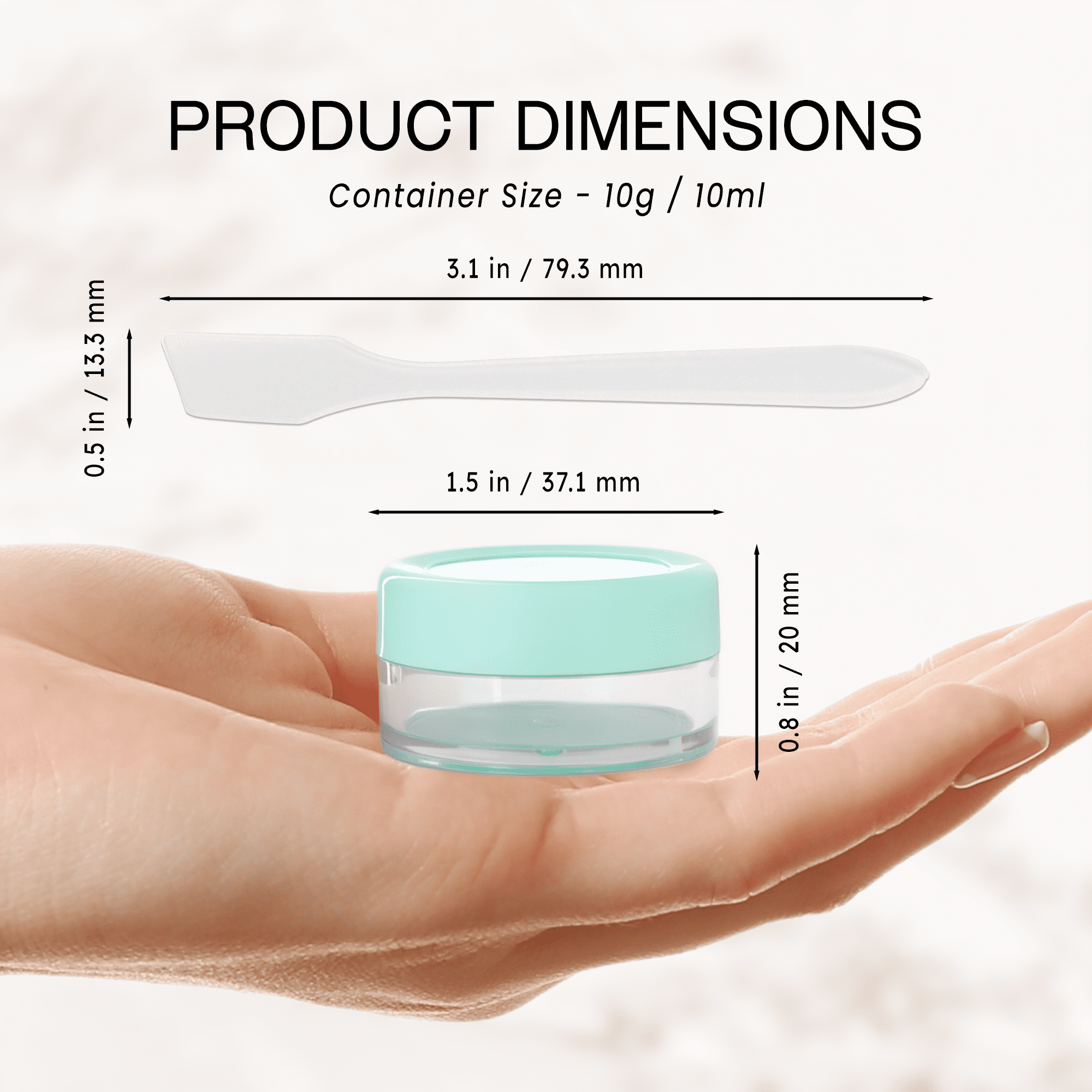 10G/10ML Plastic Clear Cosmetic Sample Jars with Lavender Blue Lid and Spatulas