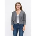 thumbnail image 5 of MixMatchy Women's Basic Solid Patterened Texture Lightweight Soft Open Front Cropped Cardigan, 5 of 5