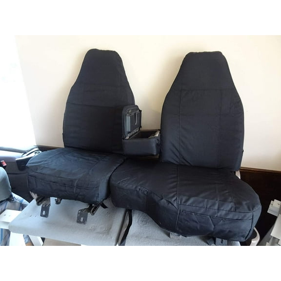 F159 1991-1997 Ranger and Explorer High Back 60/40 Split Bench with Opening Console in Black Endura