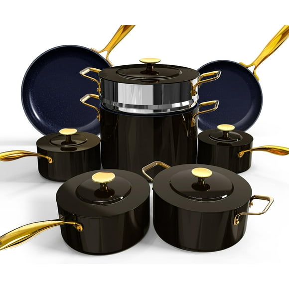 Juego de utensilios de cocina Nuwave Lux LE 13 piezas Diamond Ceramic Gold