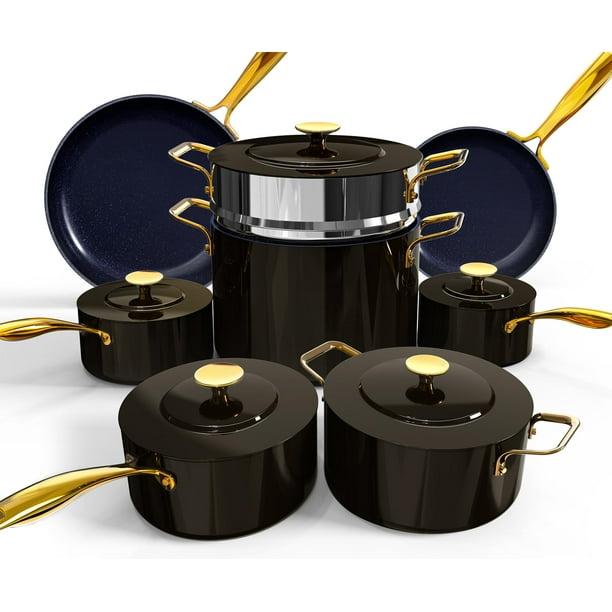 Juego de utensilios de cocina Nuwave Lux LE 13 piezas Diamond Ceramic Gold