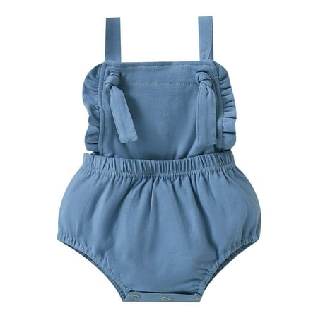 

Binmer Toddler Baby Girls Boys Summer Solid Color Strap One-Piece Romper