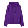 thumbnail image 5 of felwors Hoodies for Women Zip up Lightweight Sweatshirt Long Sleeve Fleece Hooded Jacket Coat Fall Casual Outfits Pockets Dark Purple, XXL, 5 of 7