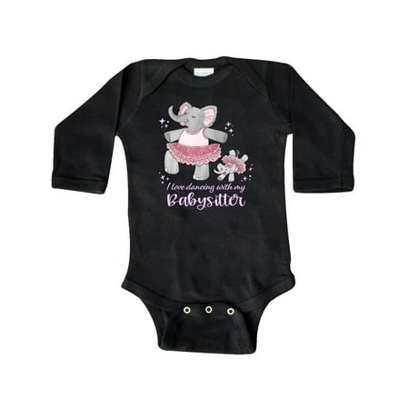 

Inktastic I Love Dancing With My Babysitter Gift Baby Boy or Baby Girl Long Sleeve Bodysuit