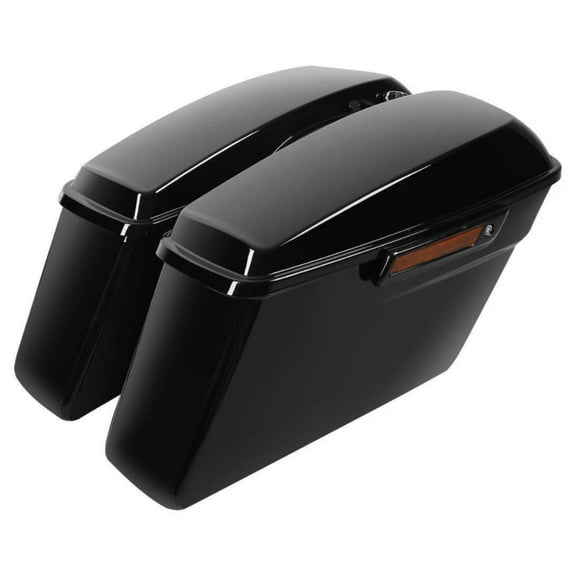 Geelife Vivid Black Hard Saddle Bags w/ Black Latch For 2014-2021 Harley-Davidson Models