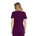 thumbnail image 2 of Barco One Wellness BWT012 Women's 4 Pocket Contrast Shoulder Front Side Slit Scrub Top Wine M, 2 of 2