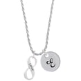 thumbnail image 1 of Delight Jewelry Silvertone Love Infinity Sign Silvertone Script Initial Disc - E - Charm Necklace, 20"+3", 1 of 4