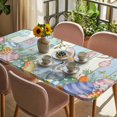 thumbnail image 3 of Happy Easter Table Cloths for 5 Foot Rectangle Tables, Spring Bunny Colorful Eggs Wooden Grain Patio Waterproof Elastic Fitted Tablecloths, Washable Rectangular Table Cover for Camping, 3 of 8