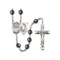 thumbnail image 1 of St. Cecilia / Choir Silver-Plated Rosary 8mm Hematite Beads Crucifix Size 1 3/4 x 1 medal charm, 1 of 1
