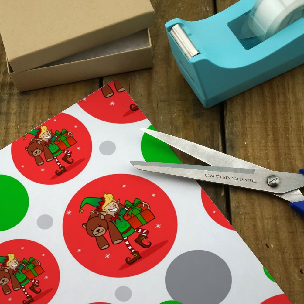 Christmas Elf with Presents and Gifts Premium Gift Wrap Wrapping Paper Roll