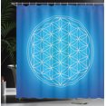thumbnail image 4 of Ambesonne Blue Shower Curtain, Flower of Life Grid, 69"Wx84"L, Blue White, 4 of 5