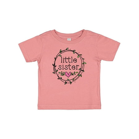 

Inktastic Little Sister Leaves Circle Heart Gift Baby Girl T-Shirt