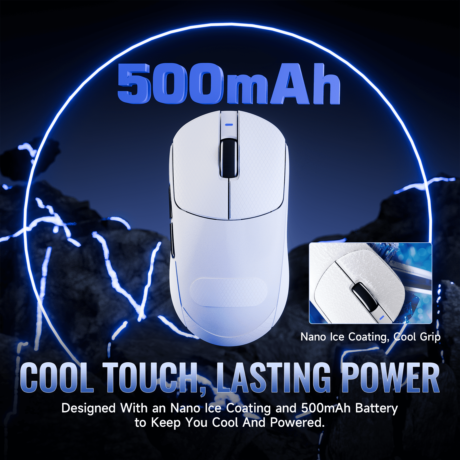 ATTACK SHARK X8ULTRA Mouse for Large Hand, Nordic52840 MCU, 55g SUPERLIGHT, PixArt PAW3950MAX Gaming Sensor, DPI up to 42000, Ice-Cool Nano Coating, with Grip Tape, Tri-mode, 500mAh Battery (White)