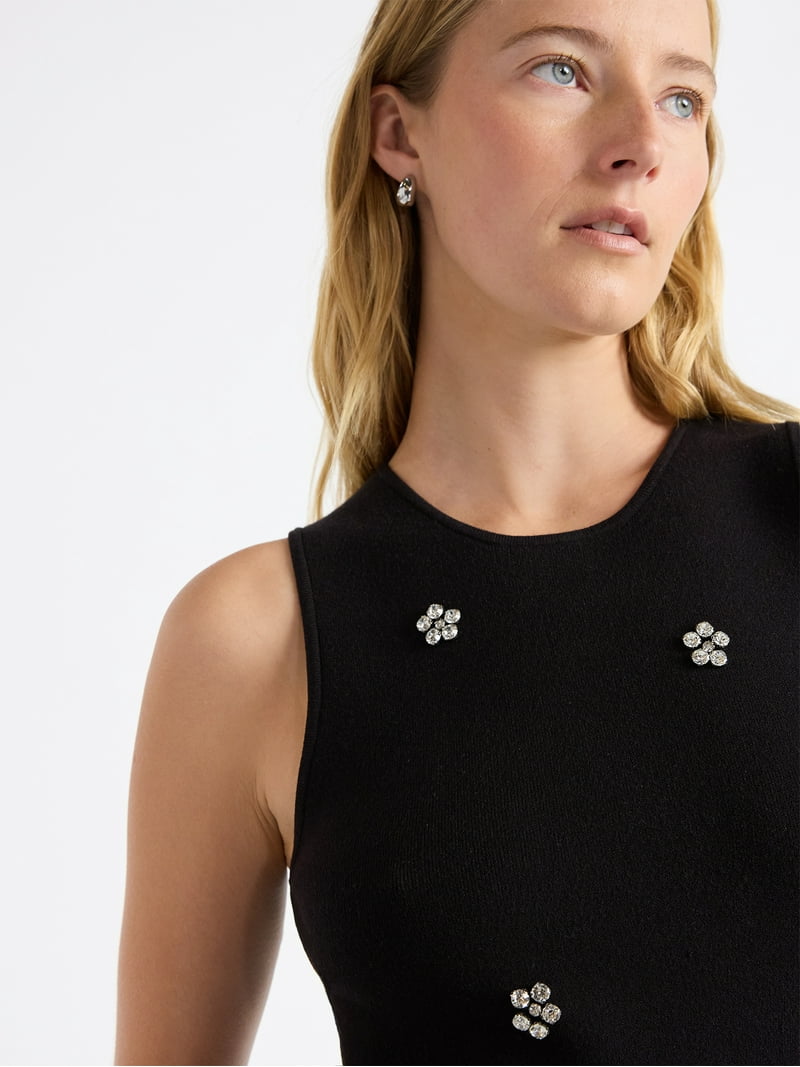 free assembly beaded sweater dress Della Beaded Mock Neck Sweater Dress Sheath Sleeveless main image 1