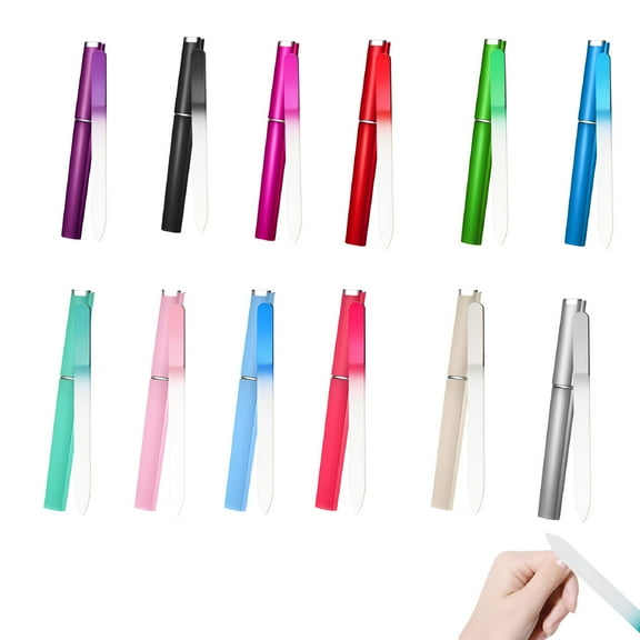 ACDANC Crystal Glass Nail File Double Sided Finger Nail Files for Manicure Nail Care (Assorted Color) 12pcs