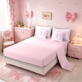 thumbnail image 4 of Meiyoeat Lovely Bow Letter T Bedding Comforter Set 7 Pieces for Girls Youth, Gentle Stripe Full Bedding Set for Decor, Light Pink White,Pink Reversible, 4 of 6