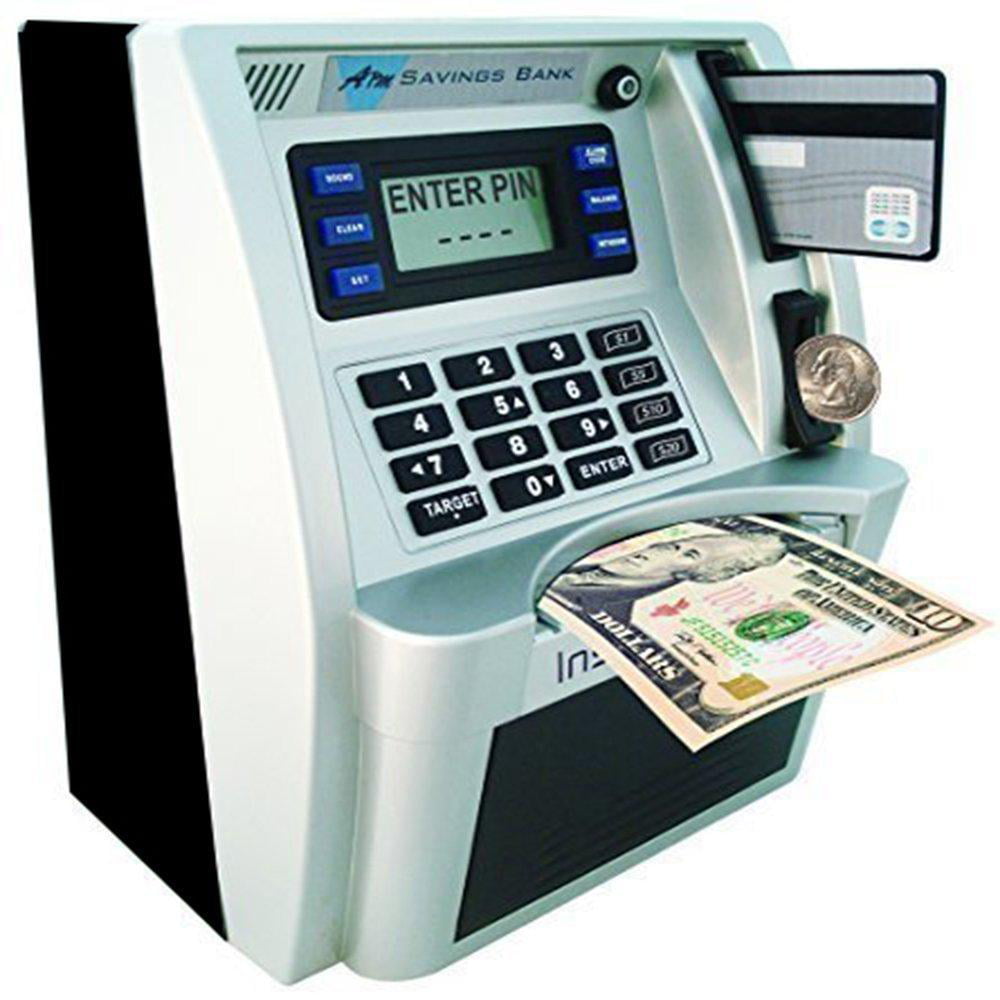 GoodsFederation Electronic ATM Savings Bank Digital Piggy Money Bank  Machine,Electronic Cash Box with Debit Card,Password Login,Voice  Prompt,Coin 