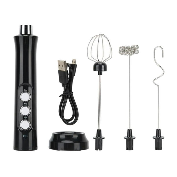 Mini batidor de leche recargable por USB, batidor de huevos, licuadora, herramienta mezcladora de bebidas negro