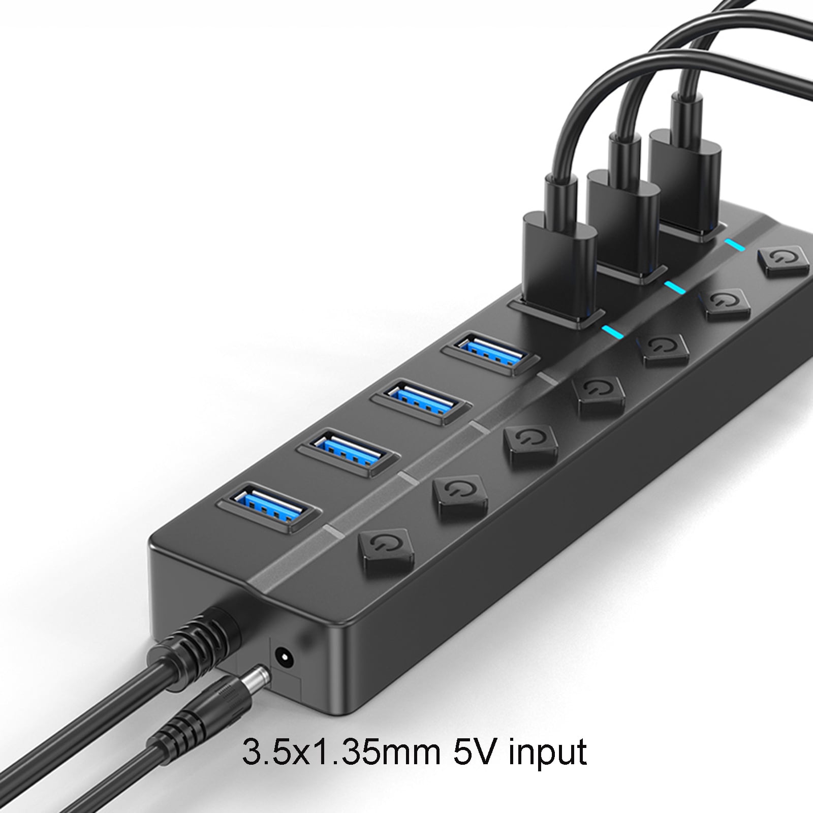 Highly Speed 7/4 Port USB 2.0 Hubs USB Splitter Individual Power Switches LED Indicators For Laptop MultiSplitter