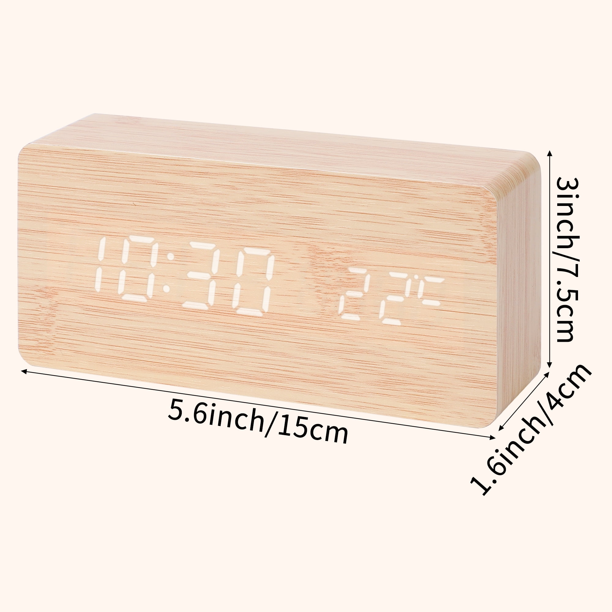 Unique Bargains Night Mode Wood Grain Design LED Alarm Clock Brown 5.6"L x 1.6"W x 3.0"H