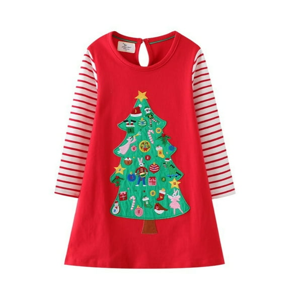 Afdoent Girls Fashion Dresses Toddler Girl Christmas Dress Long Sleeve Fall Winter Casual Basic Tunic Shirt Dresses 18-24 Months