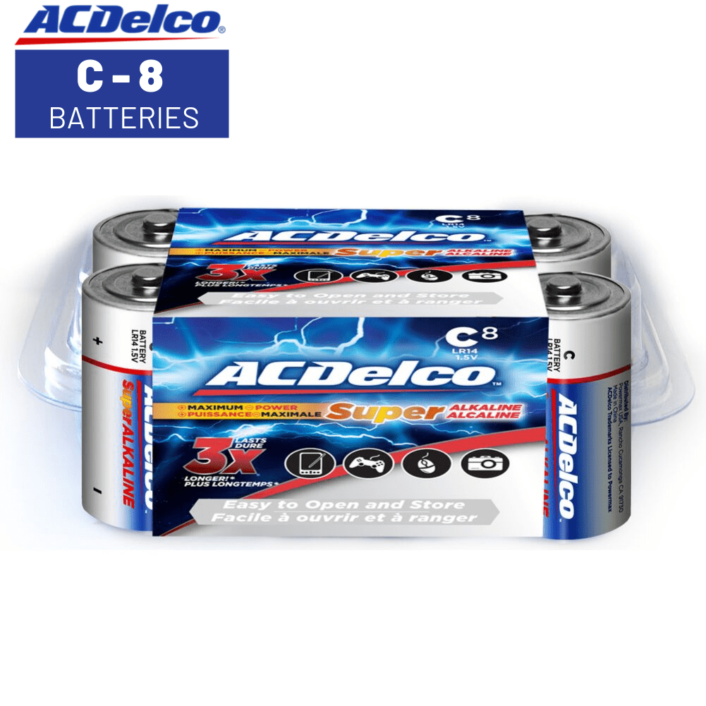 ACDelco C Cell Batteries, Super Alkaline C Battery, 8Count