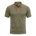 thumbnail image 4 of Mens T-Shirt Short Sleeve Crewneck Henley Shirt Basic Green T Shirt with Button Mens Shirts Summer, 4 of 4