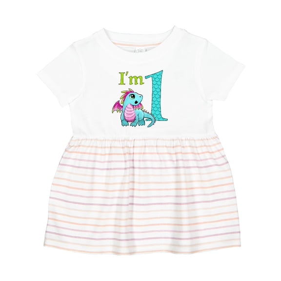 Inktastic Blue and Pink Baby Dragon First Birthday Girls Baby Dress