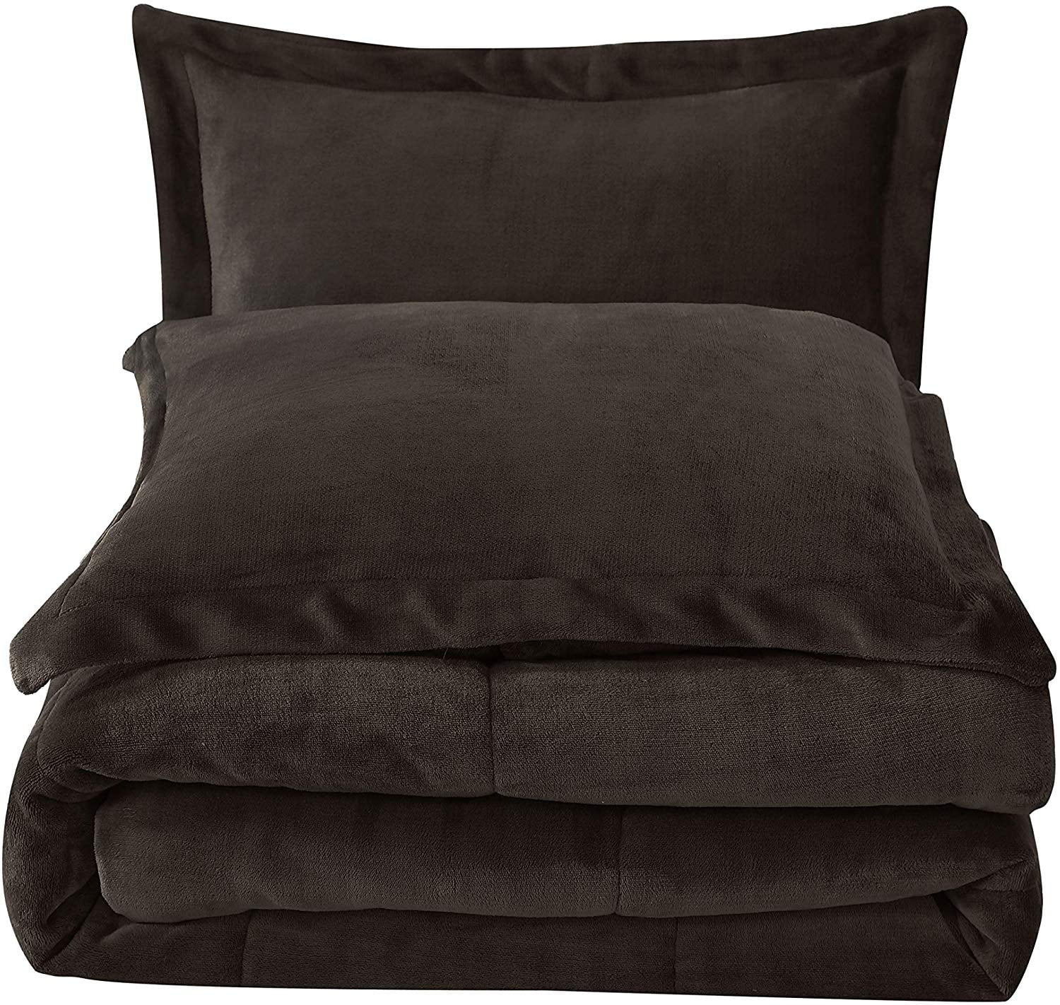 Chezmoi Collection Ultra-Soft Micromink Sherpa King Size Comforter Set with 2 Pillow Shams, Reversible Plush Bedding Comforter 3-Piece, Chocolate