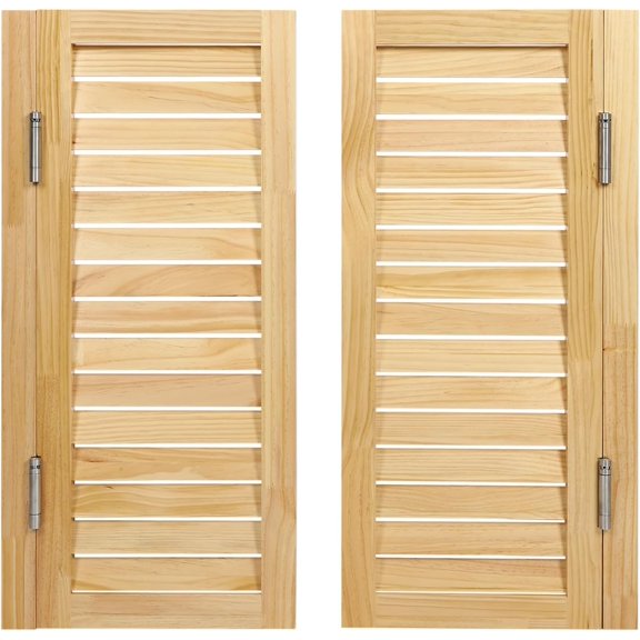 Swinging Door Cafe Doors, 33.5" Wx35.4 H Wooden Half Saloon Door with 4 Metal Hinges, Double Entrance Partition for Kitchen Cellar Bar Barn Porch, Wood Color