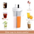 thumbnail image 5 of Vaso de agua de 600 ml con pajita y tapa, botella de agua con compartimento de almacenamiento, botella de agua de entrenamiento para el hogar, camping, deportes (blanco) ER, 5 of 5