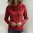 thumbnail image 4 of Shihyeh Women's Cowl Neck Hooded Sweatshirt Long Sleeve Front Pocket Casual Warm Top for Women, 4 of 6