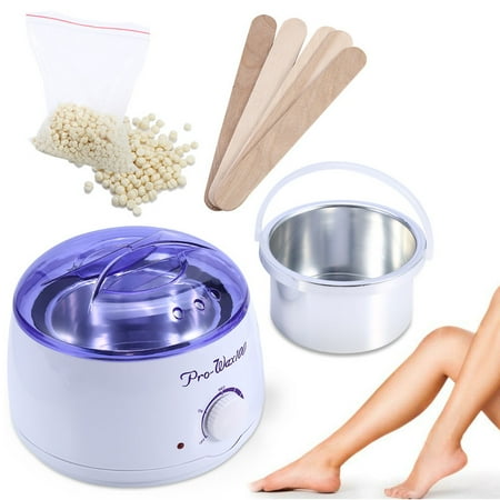 Wax Sticks Hair Removal Walfront 500cc Wax Heater for Hair Removal Hard Wax Beans Warmer with Rapid Melting Pot 100g Beads for Hirsute and Depilatory 5 Sticks ()