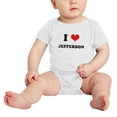 thumbnail image 2 of I Heart Jefferson City Love Funny Cute Baby Romper (White, 6-12 Months), 2 of 5