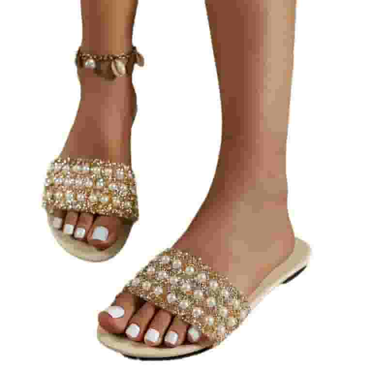 サンダル・ミュール 10 CORSO COMO MESH SLIDE SANDALS WITH RHINESTONES WNVMWI Sandals Women Womens Shoes Summer Women Sandles White