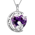 thumbnail image 1 of Juwaliy Collar de Luna Corazón Madre Hija Plata Esterlina 925 Amatista Morada Piedra de Nacimiento de Febrero Dije Joyería Mujer Cumpleaños Navidad Regalo Mother's Day, 1 of 7