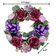 thumbnail image 3 of Mainstays 17in Outdoor Artificial Polyester Peony Wreath, Purple Color., 3 of 8