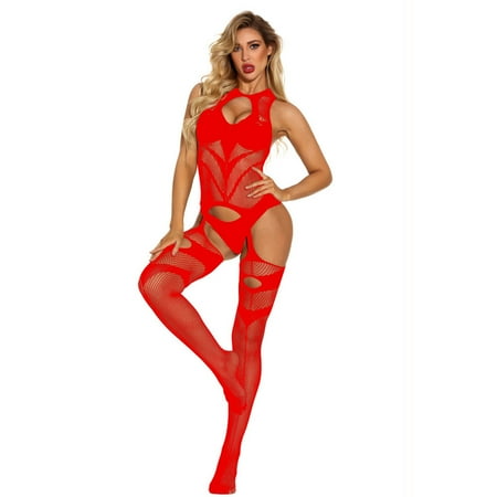 Women Open Crotch Bodystockings Underwear Pajama Negligee Lingerie plus Size Sexy Fishnet Bodysuits