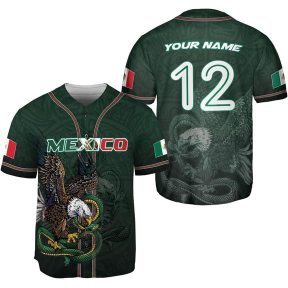 Mostprints Custom Mexico Baseball Jerseys Mexican Eagle & Flag Shirt for Teams, Mexico Shirts for Men & Women Size S-5XL (S)