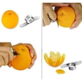 thumbnail image 3 of piezas de abridor de limón y naranja en forma de anillo de acero inoxidable, pelador, cortador, removedor de piel de cítricos para el hogar (plata), 3 of 5