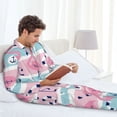 thumbnail image 6 of Kdxio Pink Striped Flamingo Men’s Pajama Set Pajamas For Men 2 Piece PJ Set with Men Pajama Pants and Long Sleeve T-Shirt Lounge Set-Large, 6 of 7