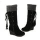 thumbnail image 5 of Botas de nieve con tacón de aguja y manga alta con borlas y encaje en la espalda, talla grande europea y americana, 5 of 5