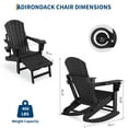 thumbnail image 2 of Folding Adirondack Rocking Chair with Retractable Ottoman and Dual Cup Holders – Heavy Duty All-Weather HDPE Patio Lounger, Comfortable Outdoor Rocker for Garden, Deck, or Porch, Black, 2 of 5