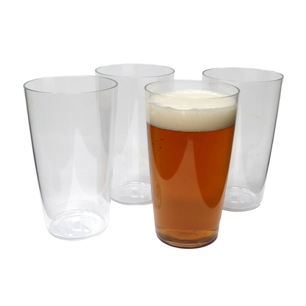 Rolling Sands 16 to 20 Ounce Reusable Tritan Plastic Beer Glasses, Set of 4, Made in USA, BPA