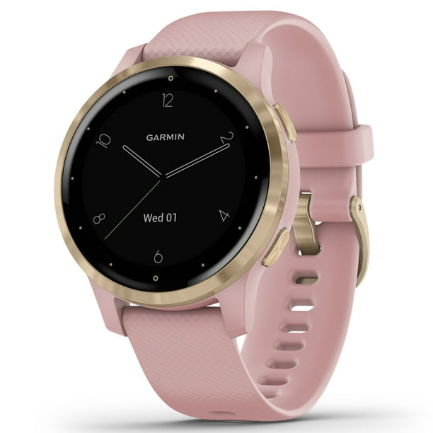 Garmin Garmin vívoactive® 4S Light Gold Stainless Steel Bezel with Dust Rose Case and Silicone