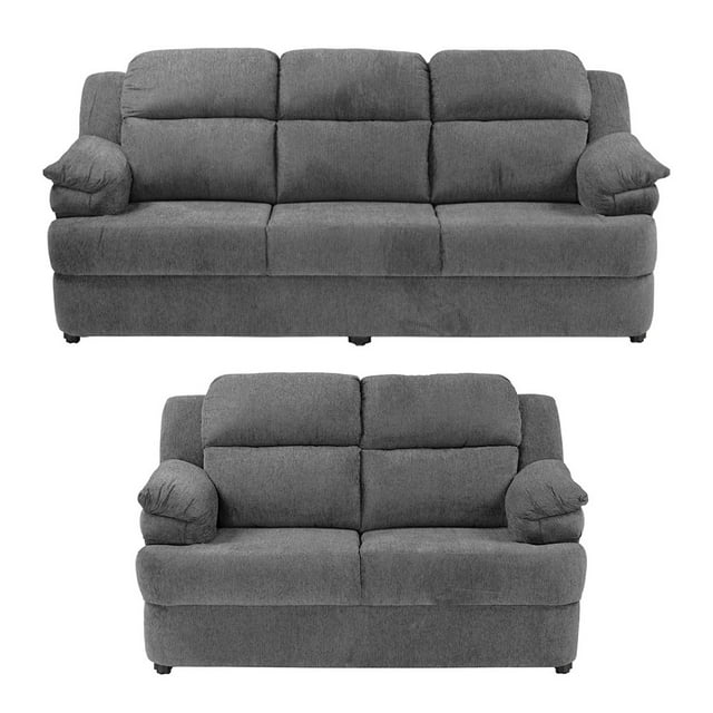 Sala 3-2 Kendra 2 Piezas ( Sofá, Love Seat ) Gris Carbón para Sala